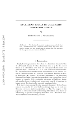 Arxiv:0909.2593V1 [Math.NT] 14 Sep 2009