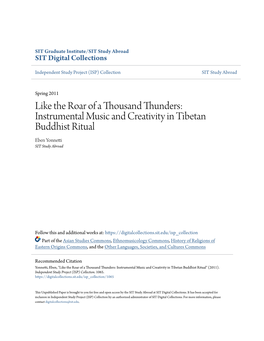 Instrumental Music and Creativity in Tibetan Buddhist Ritual Eben Yonnetti SIT Study Abroad