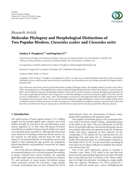 Molecular Phylogeny and Morphological Distinctions of Two Popular Bivalves, Ctenoides Scaber and Ctenoides Mitis