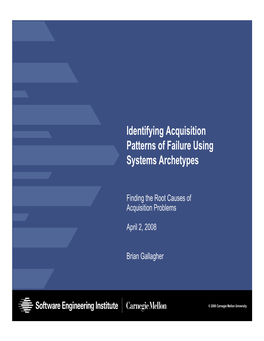 Identifying Acquisition Patterns of Failure Using Systems Archetypes