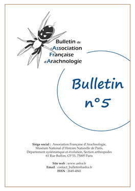 Bulletin De L’Association Française D’Arachnologie