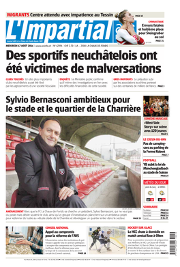 Sylvio Bernasconi Ambitieux Pour Le Stade Et Le Quartier De La Charrière