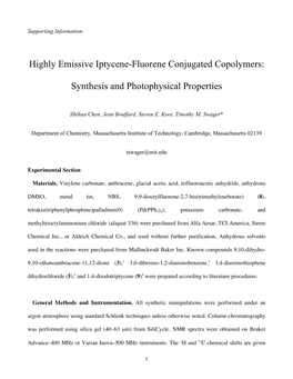 Highly Emissive Iptycene-Fluorene Conjugated Copolymers: Synthesis