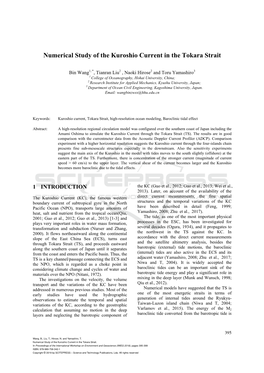 Numerical Study of the Kuroshio Current in the Tokara Strait