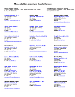 Minnesota State Legislature -‐ Senate Members