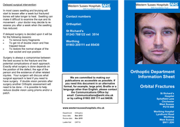 Orthoptic Department Information Sheet Orbital Fractures