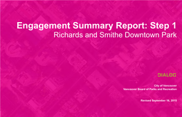 Smithe and Richards Park September 2015 Public Engagement Summary