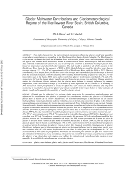 Glacier Meltwater Contributions and Glaciometeorological Regime of the Illecillewaet River Basin, British Columbia, Canada