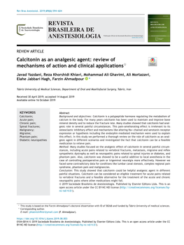 Calcitonin As an Analgesic Agent: Review of Mechanisms of Action and Clinical Applications