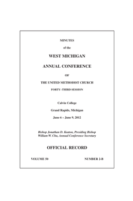 West Michigan Annual Conference Official Record