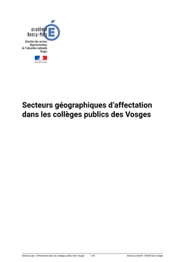 Secteurs Géographiques D'affectation Dans Les Collèges Publics Des Vosges