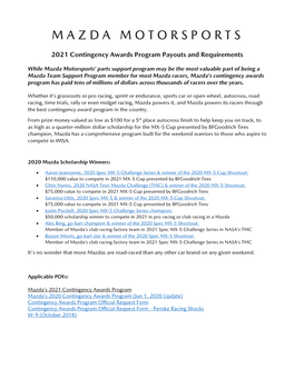 Mazda Contingency Program Information