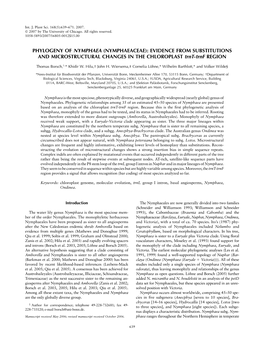 PHYLOGENY of NYMPHAEA (NYMPHAEACEAE): EVIDENCE from SUBSTITUTIONS and MICROSTRUCTURAL CHANGES in the CHLOROPLAST Trnt-Trnf REGION