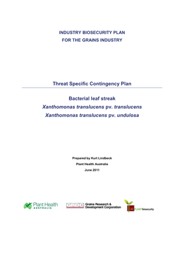 Threat Specific Contingency Plan Bacterial Leaf Streak Xanthomonas