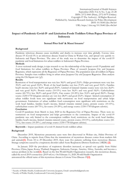 Impact of Pandemic Covid-19 and Limitation Foods Toddlers Urban Papua Province of Indonesia