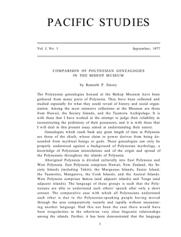 Comparison of Polynesian Genealogies in the Bishop Museum