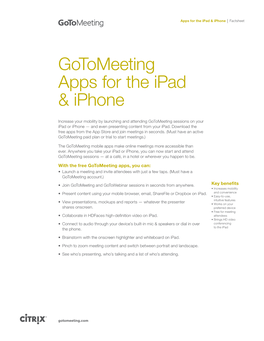 Gotomeeting Apps for the Ipad & Iphone