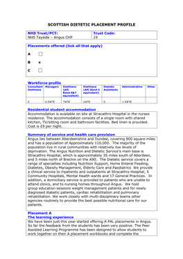 Scottish Dietetic Placement Profile