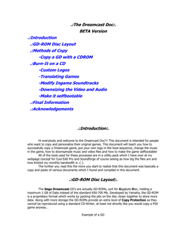 The Dreamcast Doc:. BETA Version .:Introduction .:GD-ROM Disc Layout