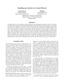 Modelling and Analysis of a Coaxial Tiltrotor