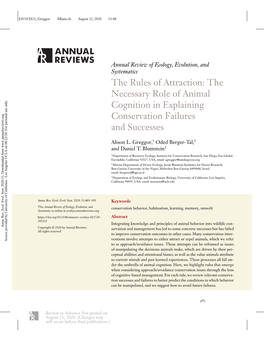 The Rules of Attraction: the Necessary Role of Animal Cognition in Explaining Conservation Failures and Successes