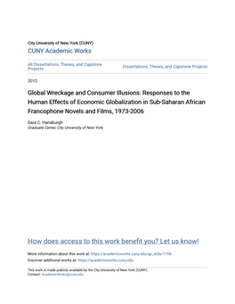 Responses to the Human Effects of Economic Globalization in Sub-Saharan African Francophone Novels and Films, 1973-2006