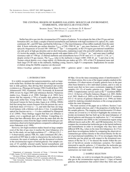 THE CENTRAL REGION of BARRED GALAXIES: MOLECULAR ENVIRONMENT, STARBURSTS, and SECULAR EVOLUTION Shardha Jogee,1 Nick Scoville,2 and Jeffrey D