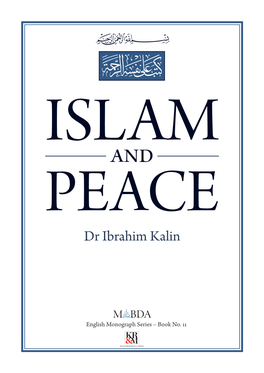 Dr Ibrahim Kalin Islamand Peace Dr Ibrahim Kalin