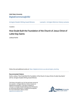 How Doubt Built the Foundation of the Church of Jesus Christ of Latter-Day Saints