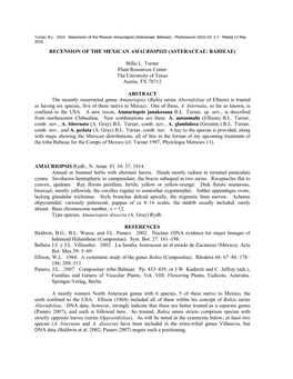 Recension of the Mexican Amauriopsis (Asteraceae: Bahieae)