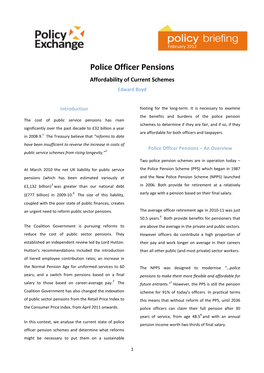 Police Officer Pensions Affordability of Current Schemes Edward Boyd