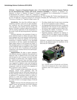 Exocube – Exposure of Organisms/Organics Cube: a New