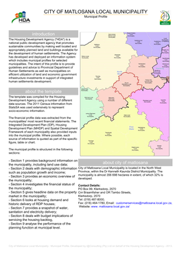 CITY of MATLOSANA LOCAL MUNICIPALITY Municipal Profile