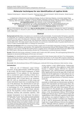 Molecular Techniques for Sex Identification of Captive Birds