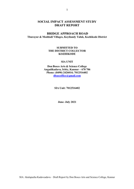 Social Impact Assessment Study Draft Report Bridge