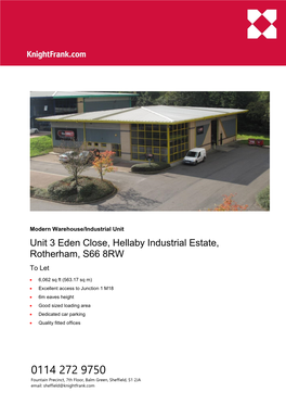 Unit 3 Eden Close, Hellaby Industrial Estate, Rotherham, S66 8RW to Let