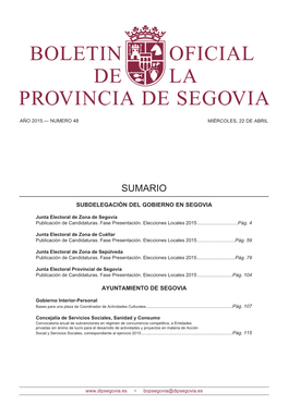 Boletín Oficial De La Provincia De Segovia Bops