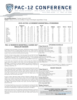 2019-20 Pac-12 Women's Basketball Scoreboard