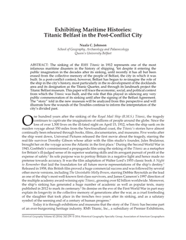 Exhibiting Maritime Histories: Titanic Belfast in the Post-Conflict City