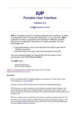 IUP Portable User Interface