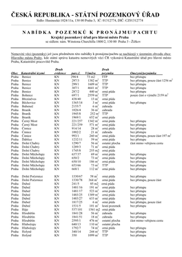 STÁTNÍ POZEMKOVÝ ÚŘAD Sídlo: Husinecká 1024/11A, 130 00 Praha 3, IČ: 01312774, DIČ: CZ01312774 ______