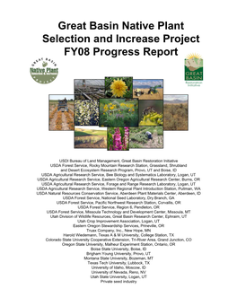 Great Basin Native Plant Selection and Increase Project FY08 Progress Report