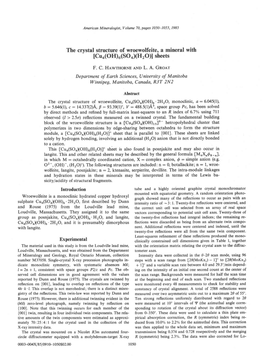 The Crystal Structure of Wroewolfeite, a Mineral with Lcu+(OH)E(SO4XH2O)L Sheets