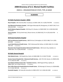 2008 Directory of US Mental Health Facilities