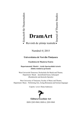 Dramart Journal of Theatre Studies Journal of Zeitschrift Für Theaterstudien Zeitschrift Für
