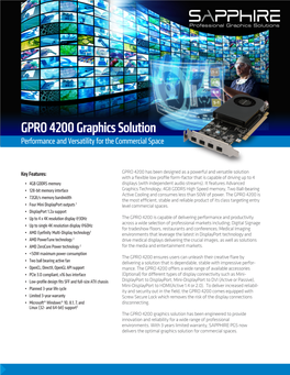 GPRO 4200 Graphics Solution Performance and Versatility for the Commercial Space