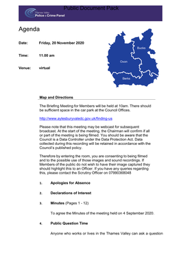 (Public Pack)Agenda Document for Thames Valley Police and Crime