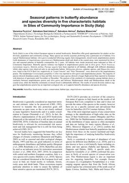 Seasonal Patterns in Butterfly Abundance and Species Diversity in Five Characteristic Habitats in Sites of Community Importance in Sicily (Italy)