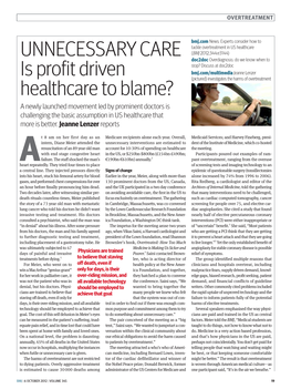 UNNECESSARY CARE Is Profit Driven Healthcare to Blame?