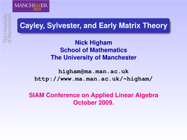 Cayley, Sylvester, and Early Matrix Theory